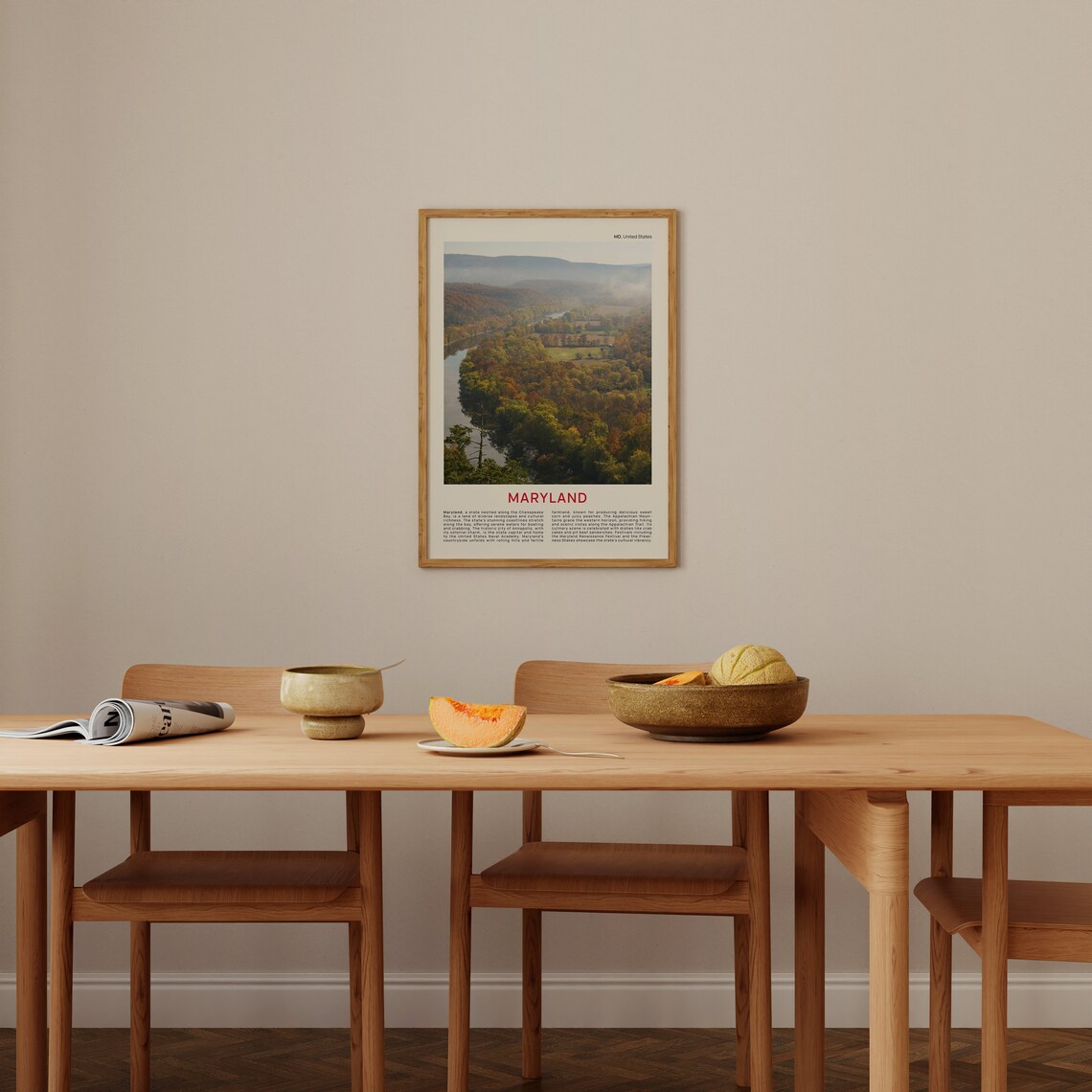 Maryland Autumn River Valley Morning Mist Film Photo Travel Poster - Image 4