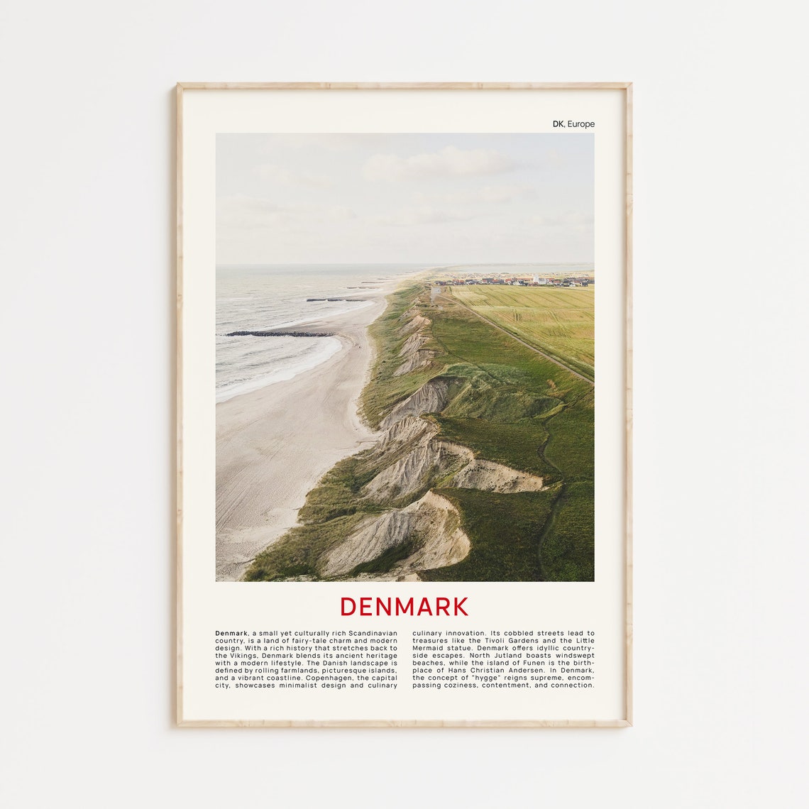 Denmark Coastal Cliffs Sandy Beach Nordic Landscape Photo Poster