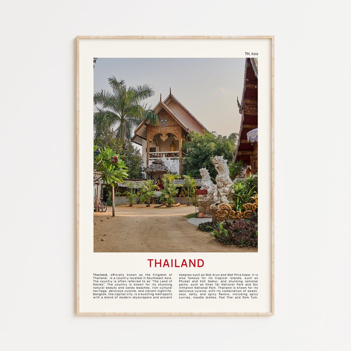 Thailand Ornate Temple Building Surrounded By Tropical Garden Poster