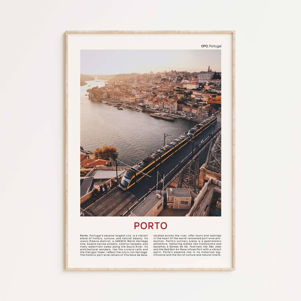 Porto Portugal Douro River Bridge Sunset Film Photo Travel Poster