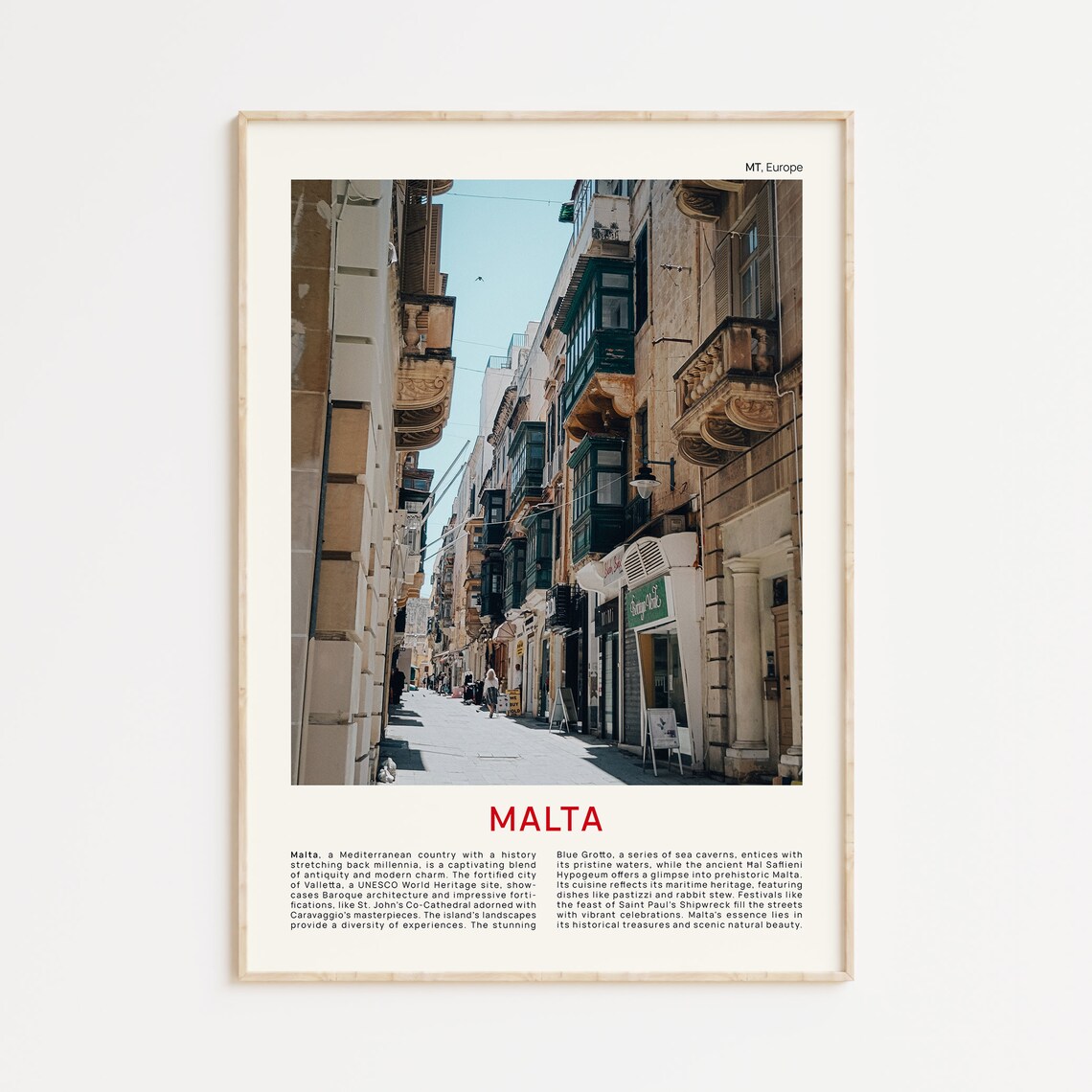 Malta Valletta Old Street Balconies Film Photo Travel Poster