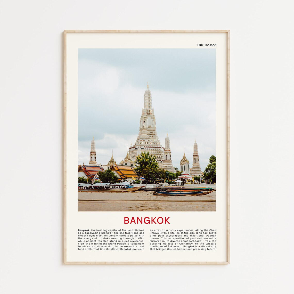 Bangkok Thailand Wat Arun Temple by the River Boats Film Poster