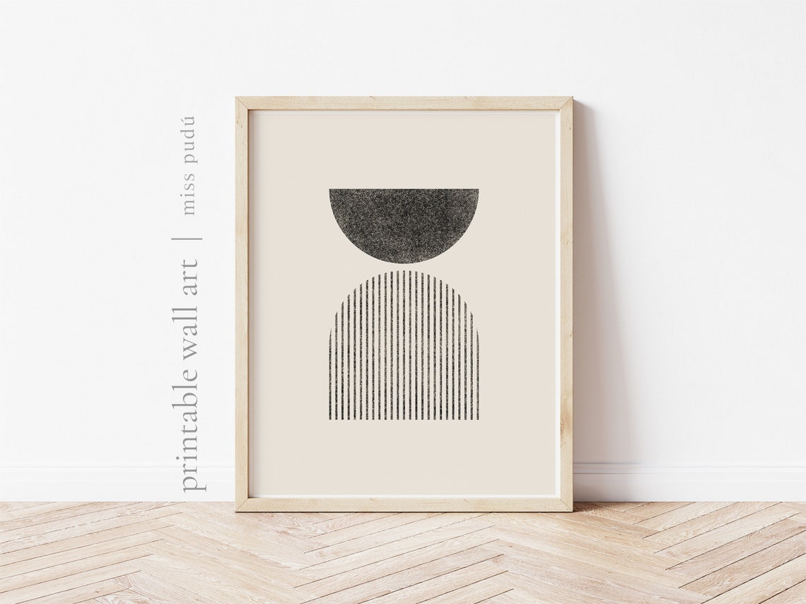 Mid Century Geometric Arch Abstract Illustration Poster Black - Image 3
