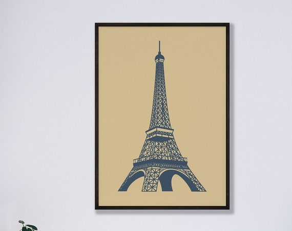 Eiffel Tower Poster Silhouette Art Minimalist Trendy Colorful