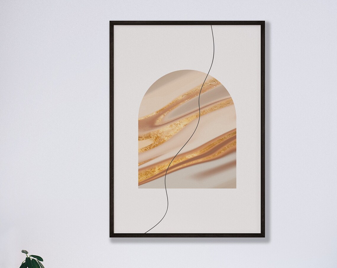 Gold Marble Arch Abstract Minimalist Beige Chic Modern Poster