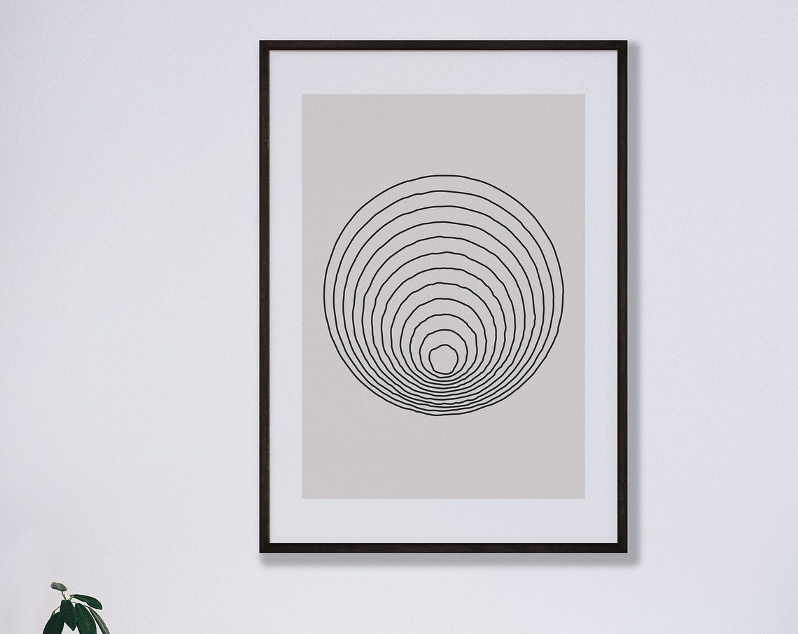 Concentric Circles Minimalist Line Art Abstract Geometry Poster