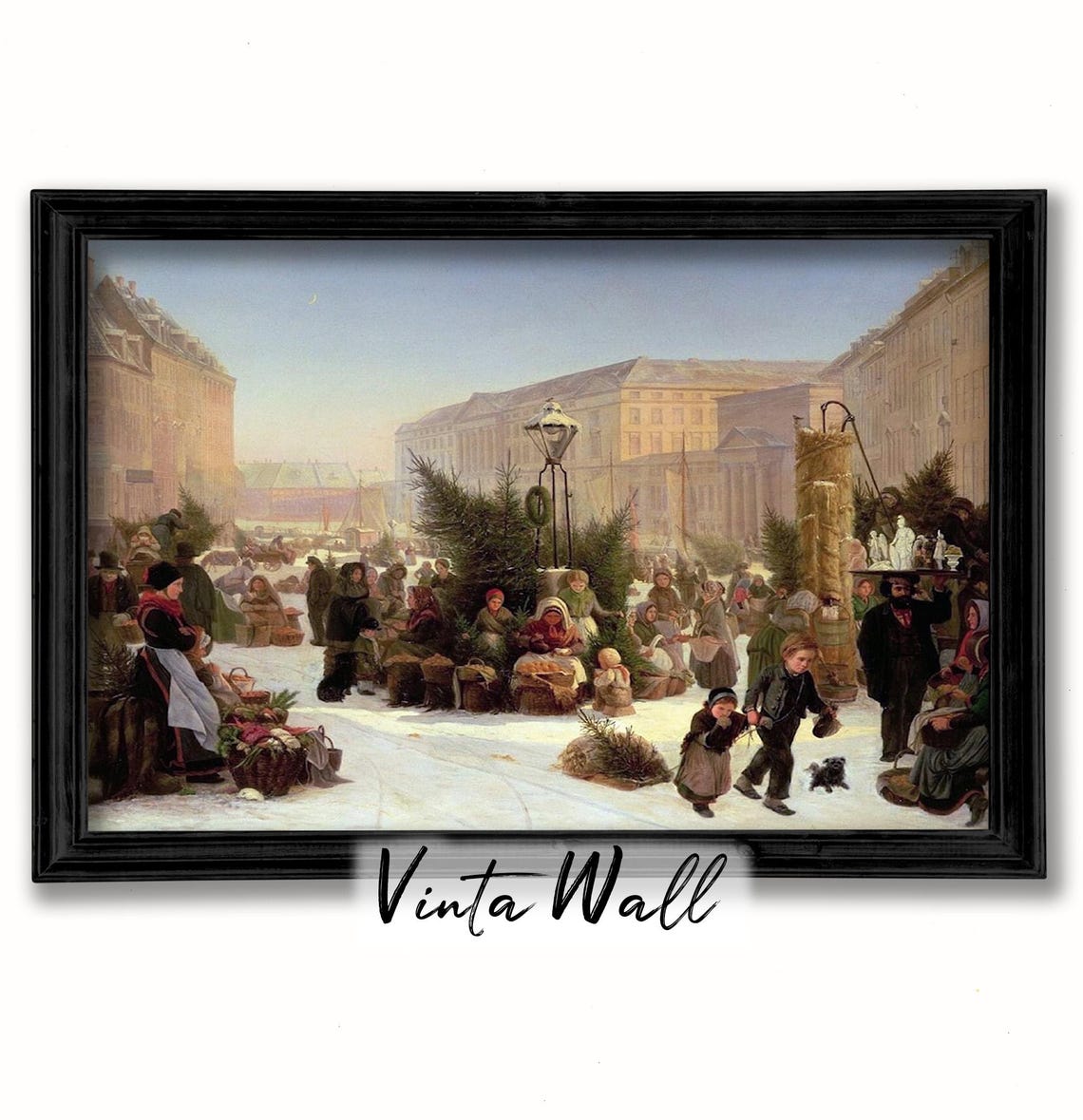 Christmas Tree Market Snowy Square Vintage Holiday Scene Poster - Image 2
