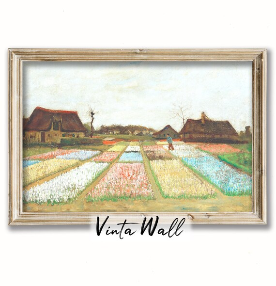 Van Gogh Flower Beds in Holland Striped Bulb Fields Vintage Floral Poster