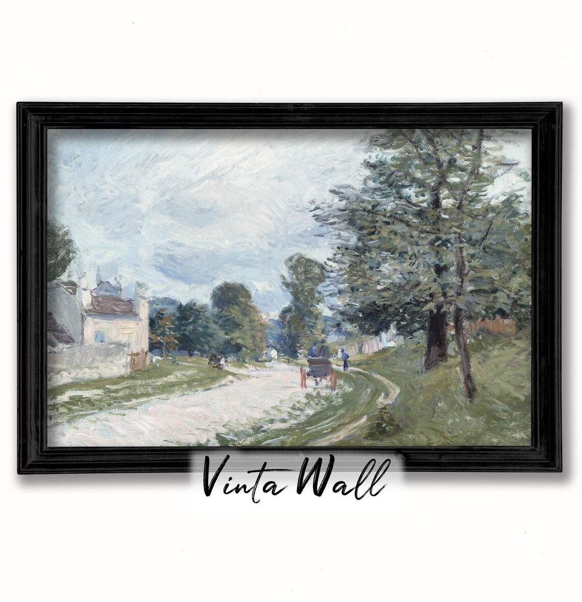 Sunlit Village Road with Horse Cart Impressionist Landscape Poster - Image 2