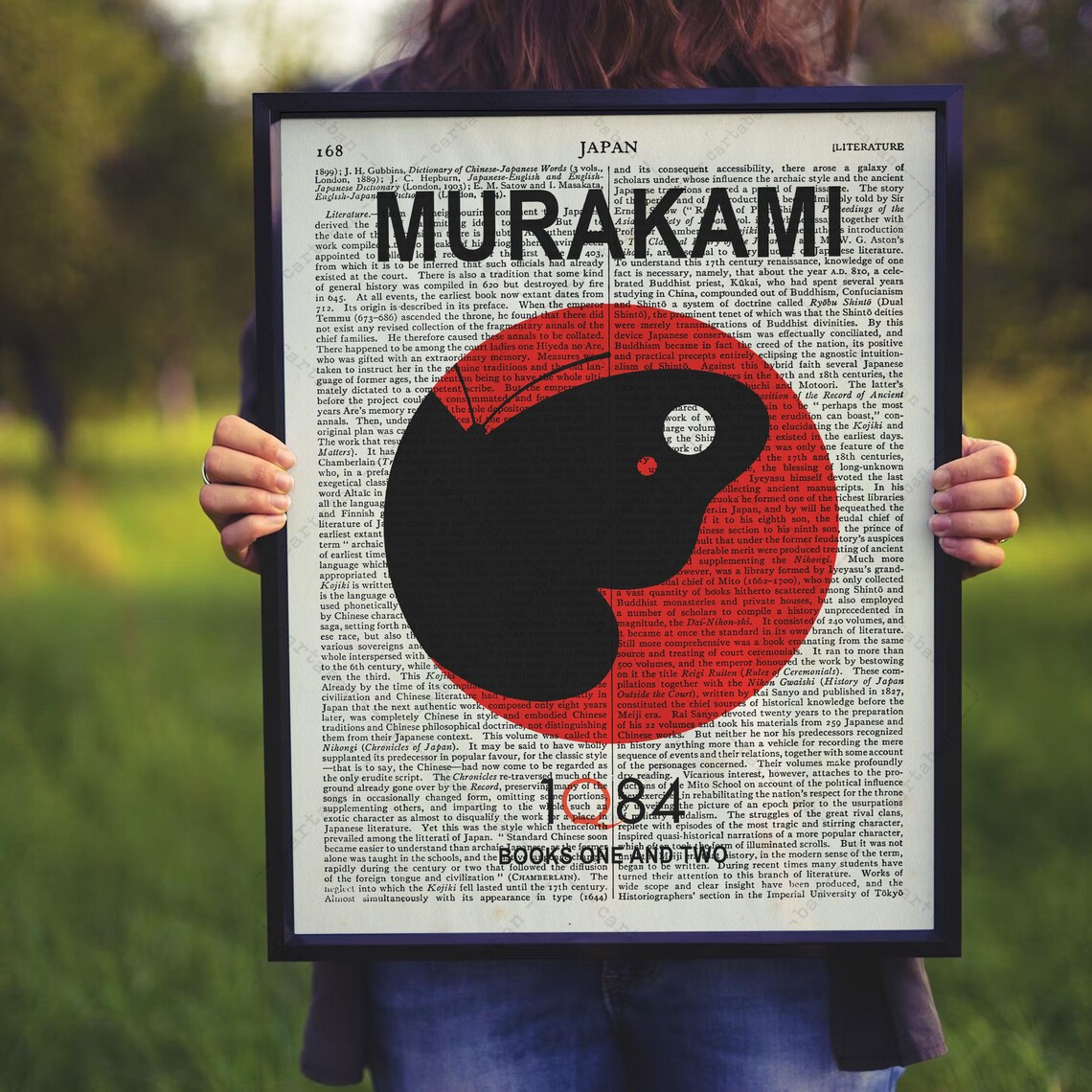 Haruki Murakami 1Q84 Books One And Two Red Circle Dictionary Art Poster - Image 3