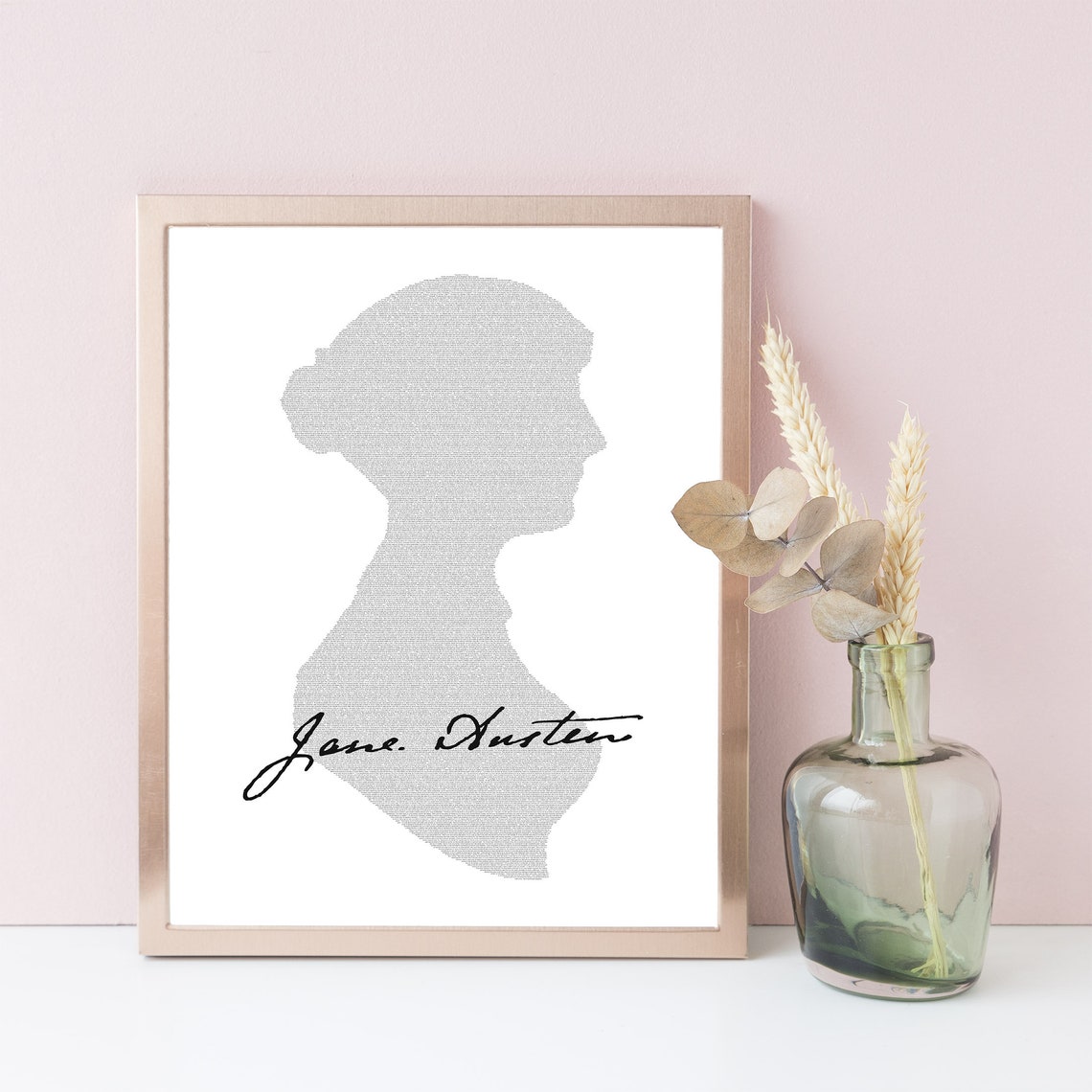 Jane Austen Silhouette Text Portrait Classic Author Wall Art - Image 4