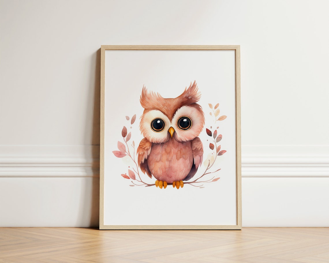 Pink And Gold Owl Boho Halloween Wall Art Kids Decor Nursery Gift For
