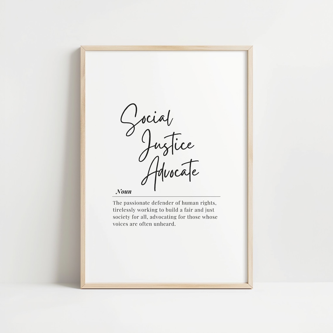 Social Justice Advocate Definition Noun Typography Gift Office Wall Art