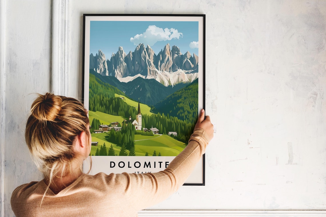 Dolomites Travel Poster, Italy Travel Wall Art - Image 2