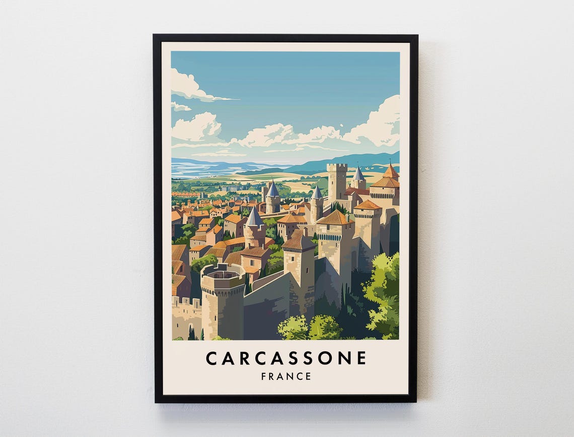 Carcassonne Travel Print Wall Art Carcassonne Poster France Travel Print Travel Lovers Home Decor Wall Art City Travel Poster Gifts Print