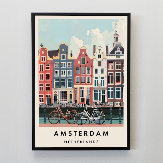 Amsterdam Travel Poster, Europe Place Print