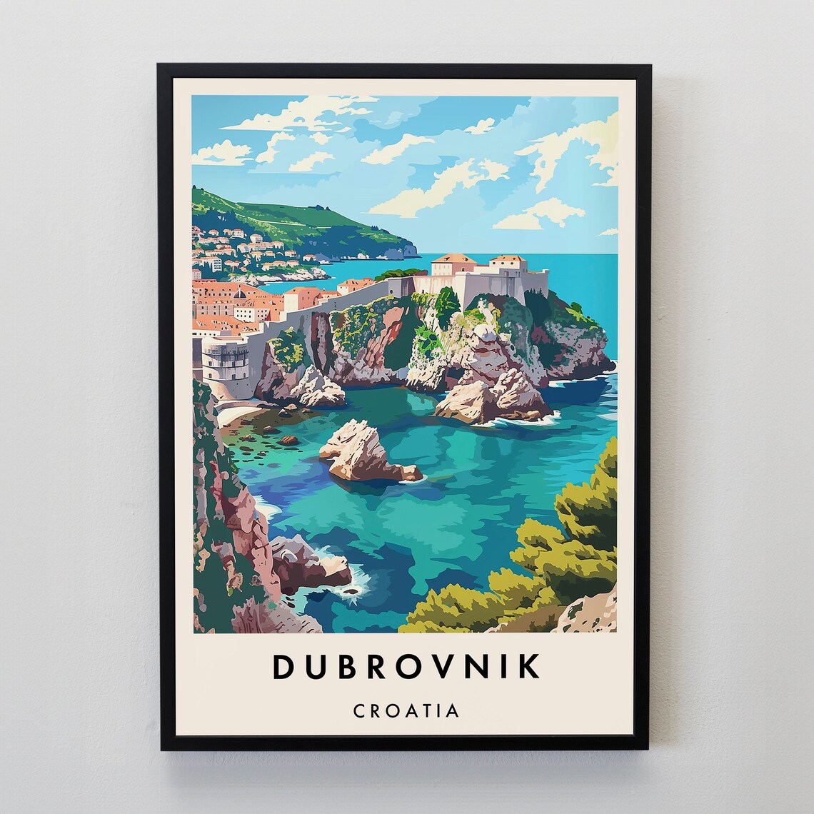 Dubrovnik Travel Poster, Europe Wall Art Print
