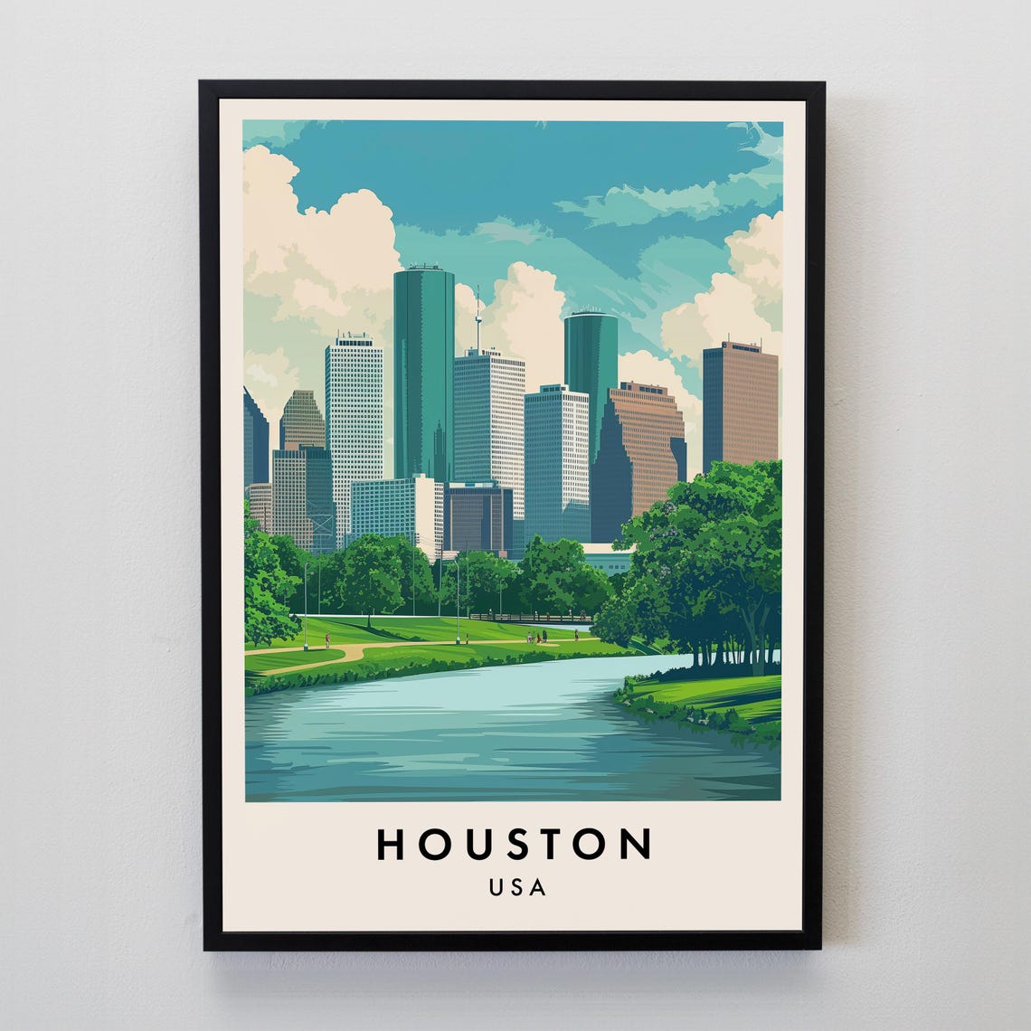 Houston Travel Print Wall Art Houston Texas Houston Texas Print Houston Poster Usa Gift Art Usa Travel Print Usa Poster