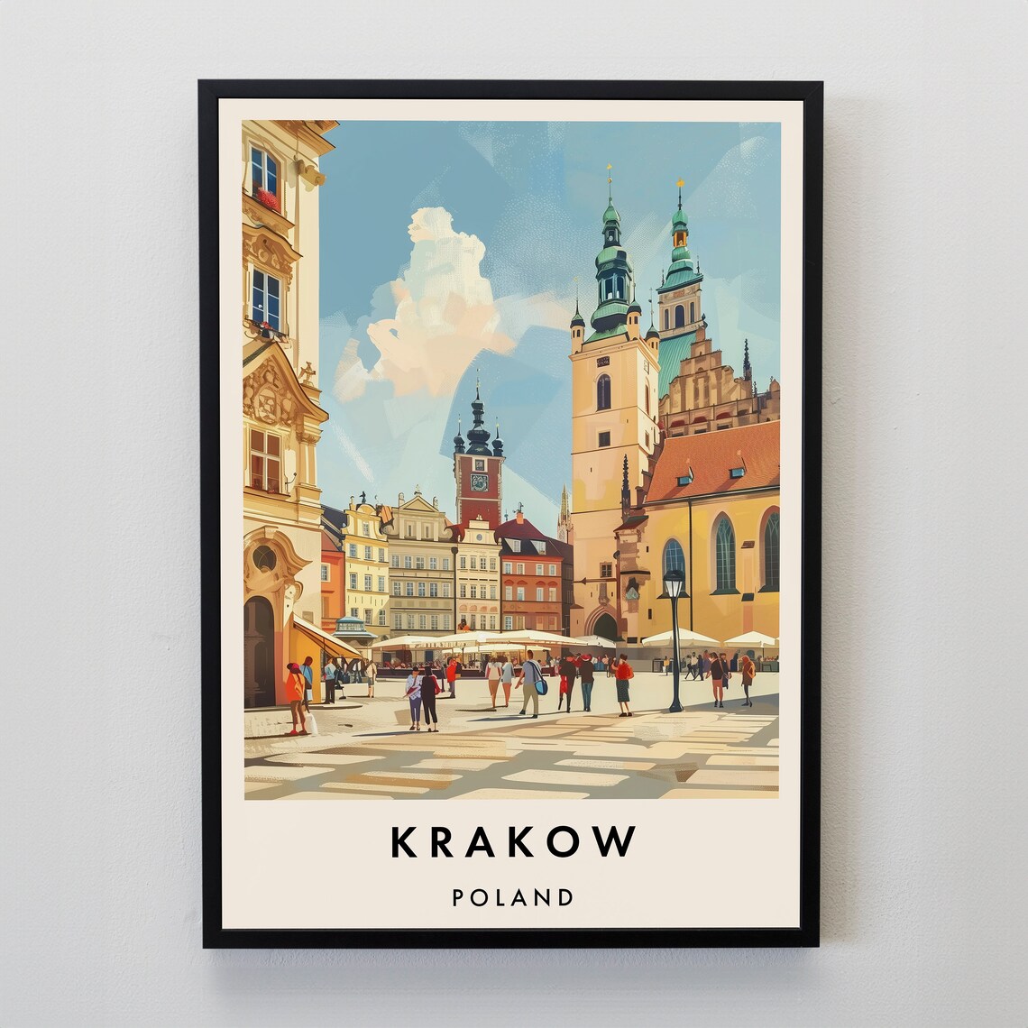 Krakow Travel Poster, Europe Wall Art Print