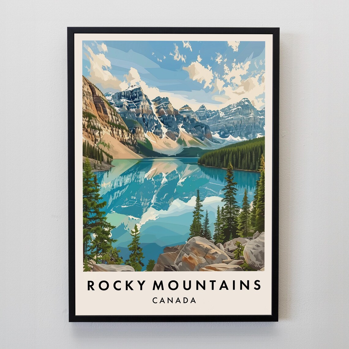 Rocky Mountains Travel Poster, USA Landscape