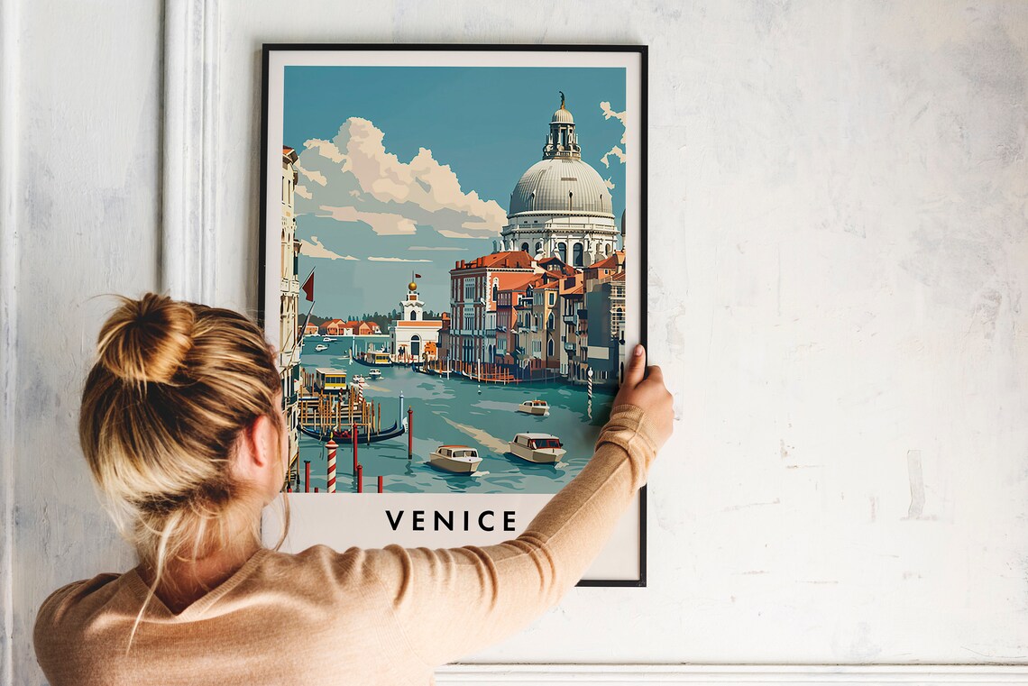 Venice Italy Grand Canal Basilica Di Salute Retro Travel Poster - Image 2