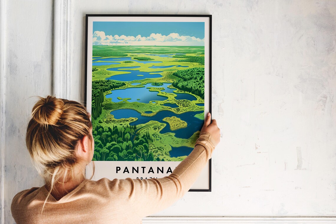 Pantanal Brazil Wetland Lagoons Aerial Nature View Travel Poster - Image 2