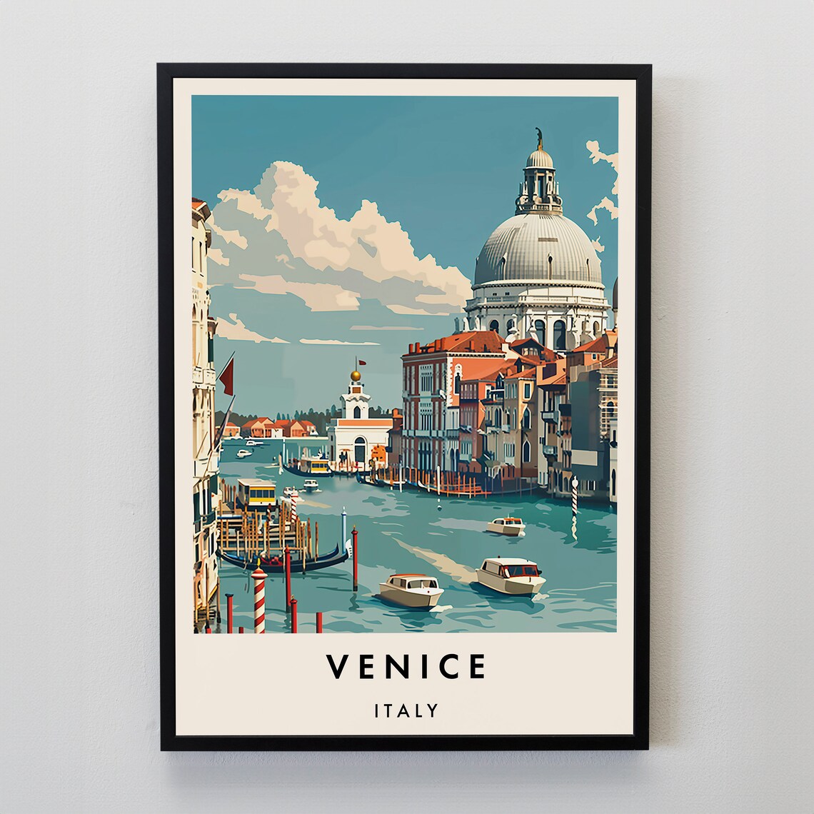 Venice Italy Grand Canal Basilica Di Salute Retro Travel Poster