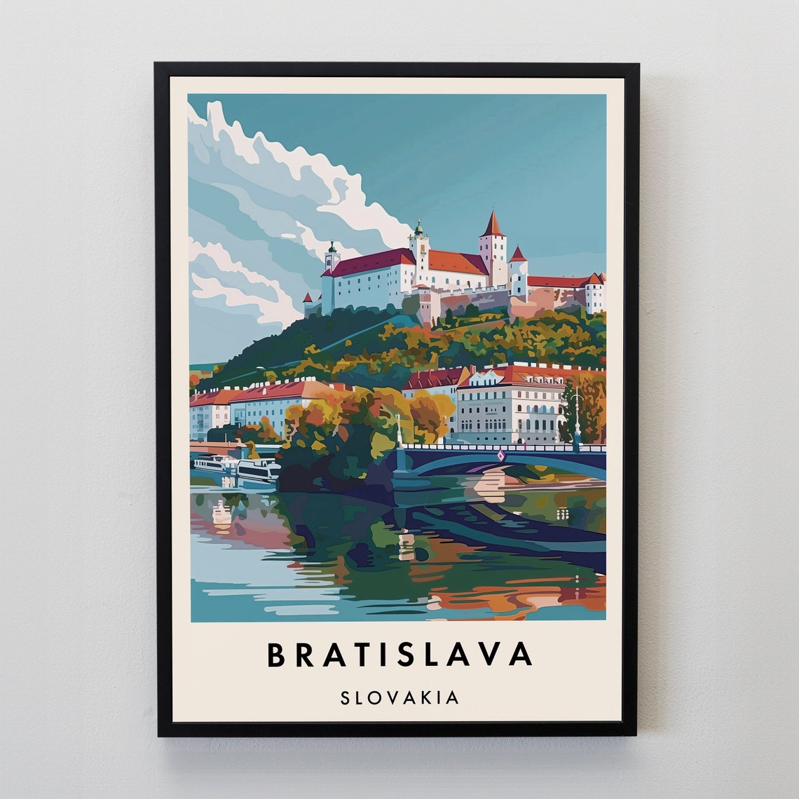 Bratislava Castle Danube River Slovakia Cityscape Travel Poster