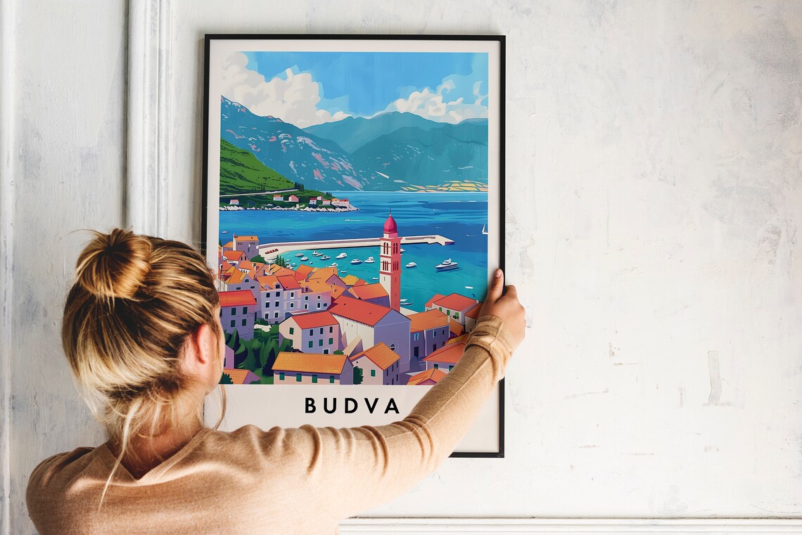 Budva Old Town Harbor Bay Montenegro Adriatic Coast Travel Poster - Image 2