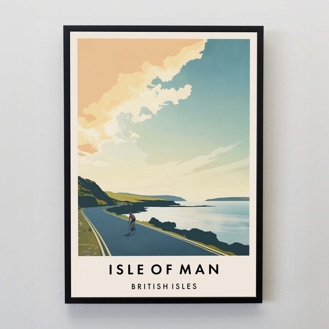 Isle Of Man British Isles Coastal Road Cyclist Travel Poster