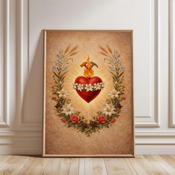 Most Chaste Heart Of Saint Joseph Wall Art Religious Christian Poster For Catholic Home Decor