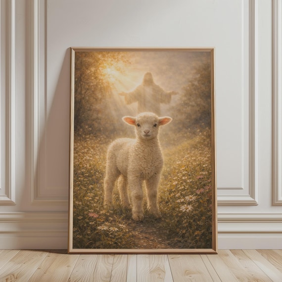 Lamb Wall Art, Biblical Religious Jesus Print