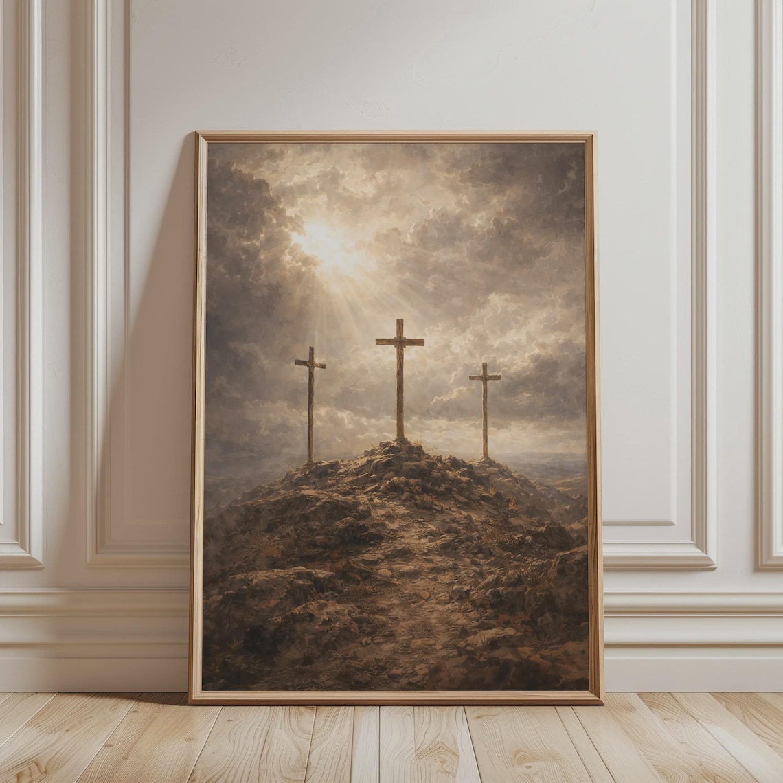 Three Crosses Christian Wall Art, Calvary Art Print
