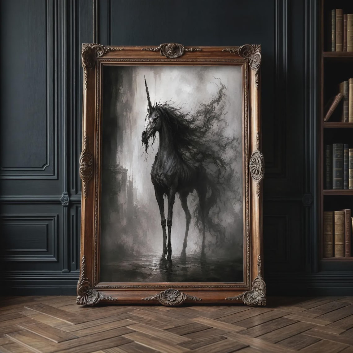 Gothic Unicorn Art Print, Dark Fantasy Decor