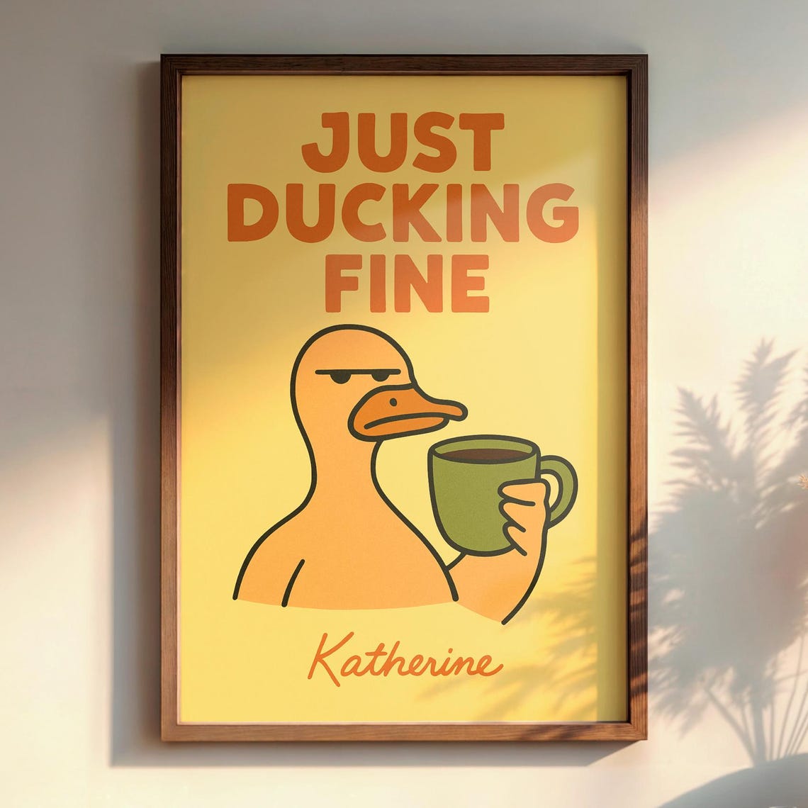 Funny Duck Coffee Poster Print Sarcastic Wall Art Minimalist Animal Humor For Kitchen Office Bathroom