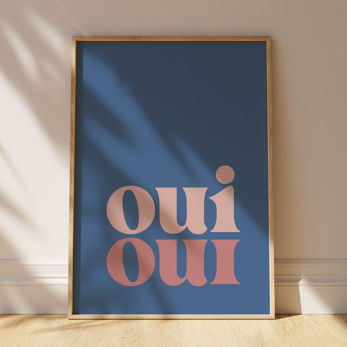 Oui Oui Pink and Blush French Typography Navy Cloakroom Poster