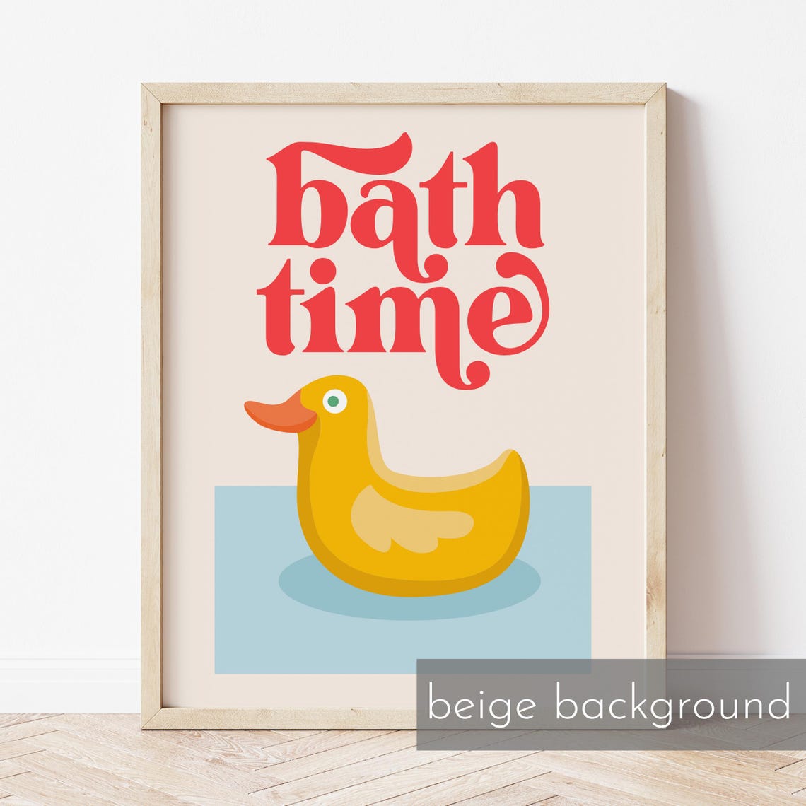Bath Time Cute Yellow Rubber Duck Retro Illustration Bathroom Poster - Image 2