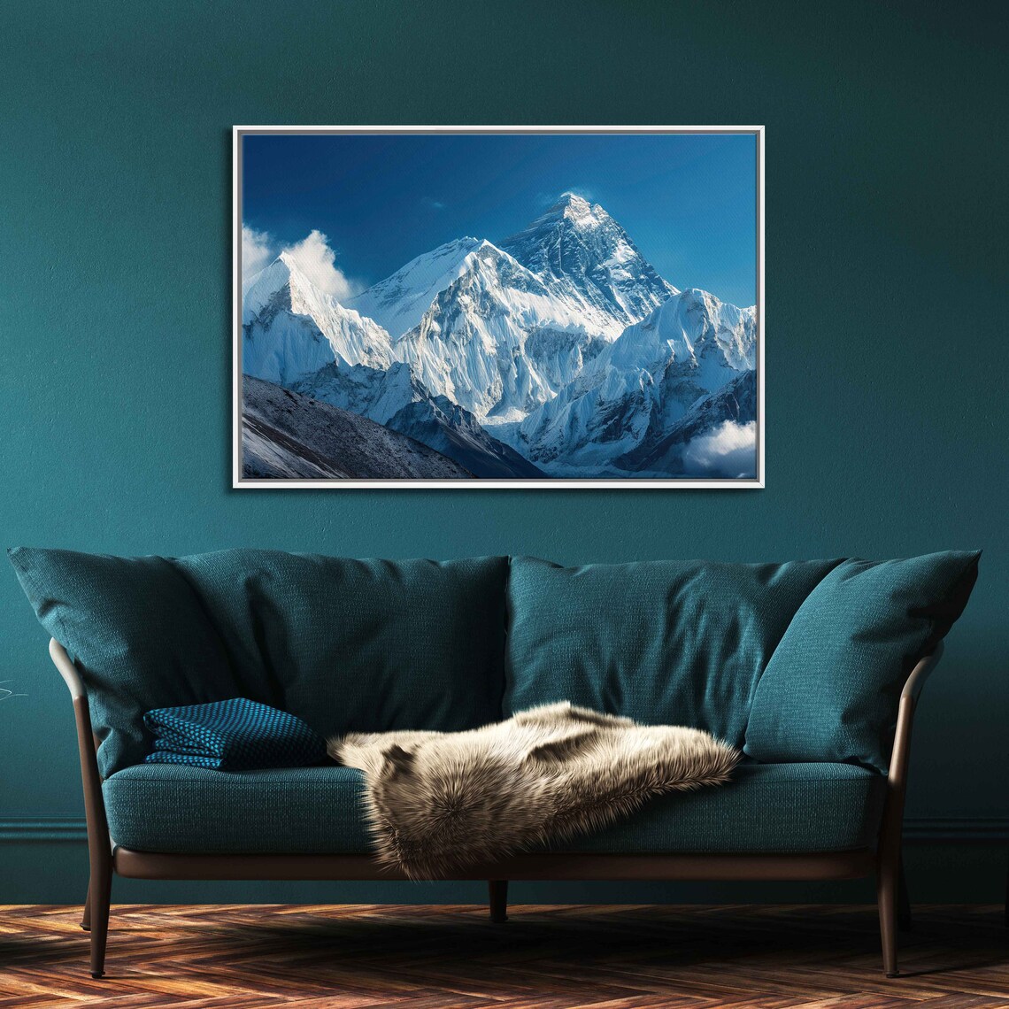 Mount Everest Mountain Range Ejecting Through Clouds Photography Print Wall Art Print Himalayas Ready To Hang