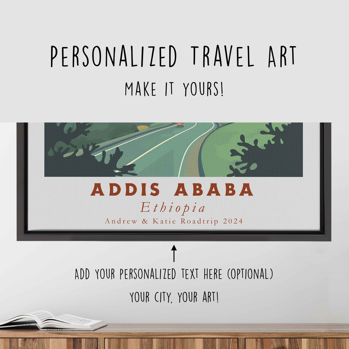 Addis Ababa Ethiopia Hillside City Warm Golden Sun Travel Poster - Image 4