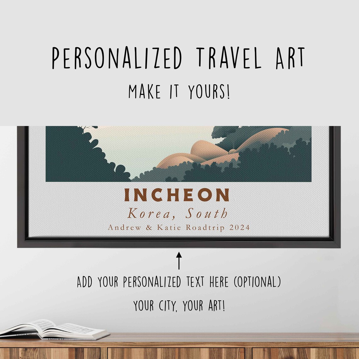 Incheon South Korea Waterfront Tower Sunset Retro Travel Poster - Image 4