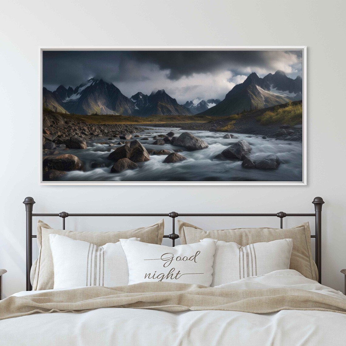 Mountains Stream Hdr Landscape Photo Print Long Exposure Photography High Resolution Framed Print Ready To Hang - Image 2