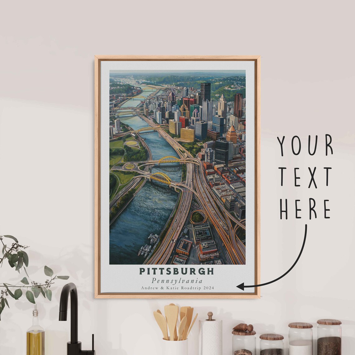 Pittsburgh Pennsylvania River Bridges Downtown Aerial City View Poster - Image 3