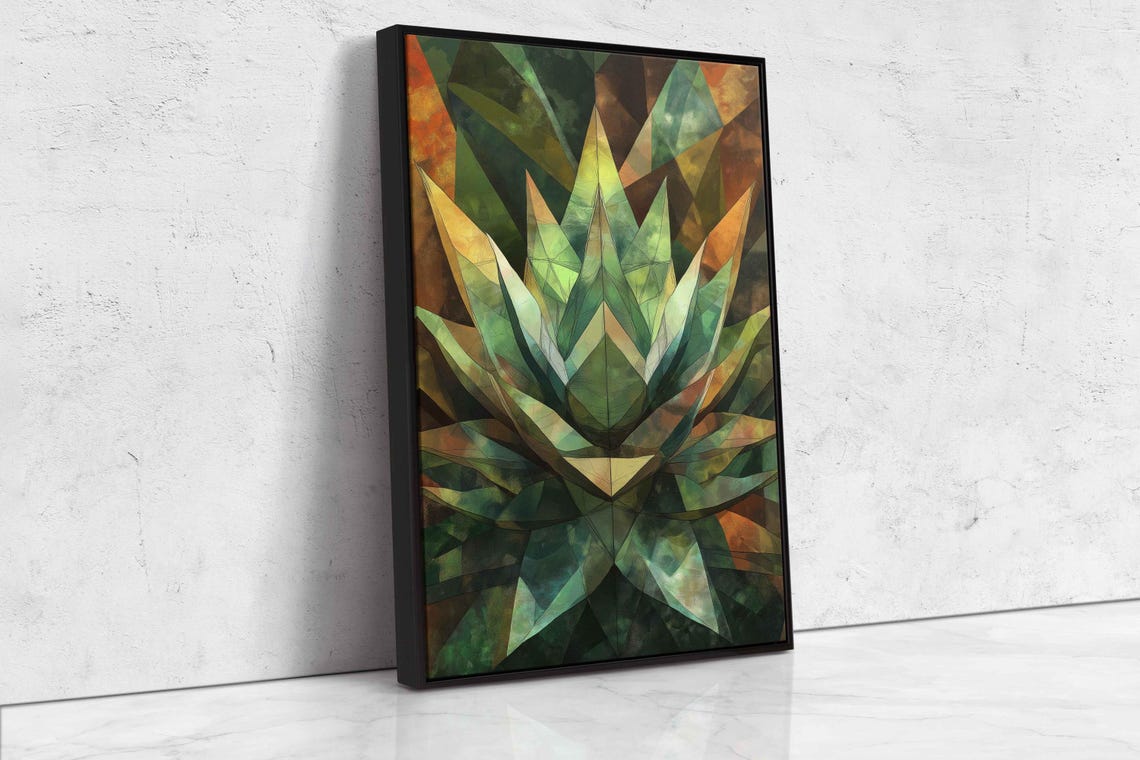 Agave Plant In Bloom Wall Art Print Intricate Geometric Patterns Modern Art - Image 4