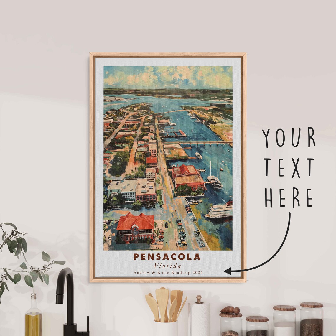Pensacola Florida Acrylic Painting Travel Poster - Image 3