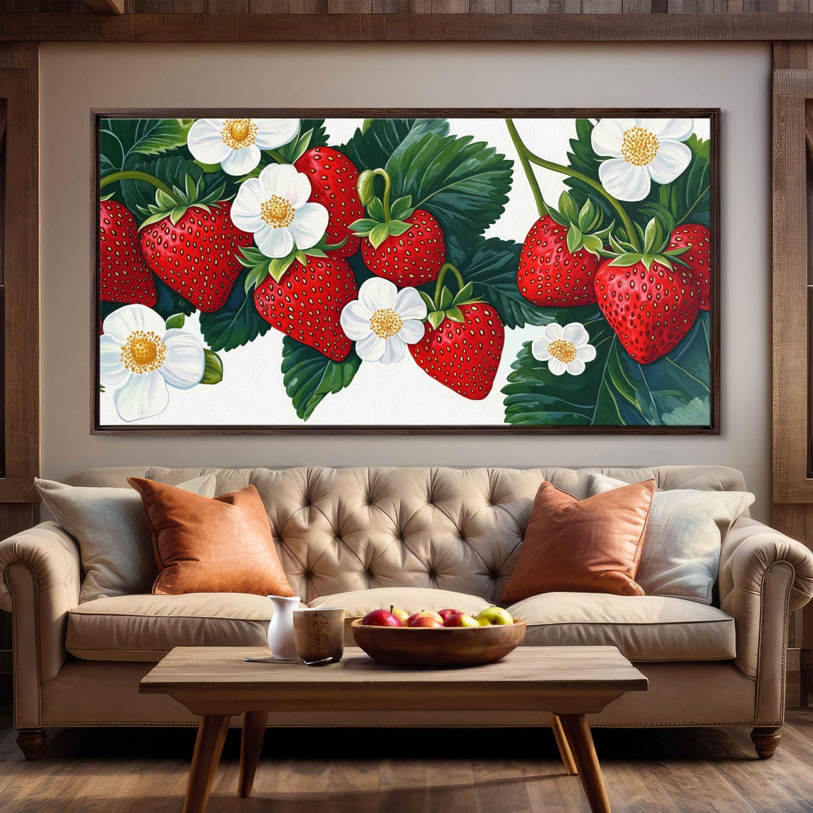 Garden Strawberries White Blossoms Vine Fresh Fruit Kitchen Wall Art - Image 3