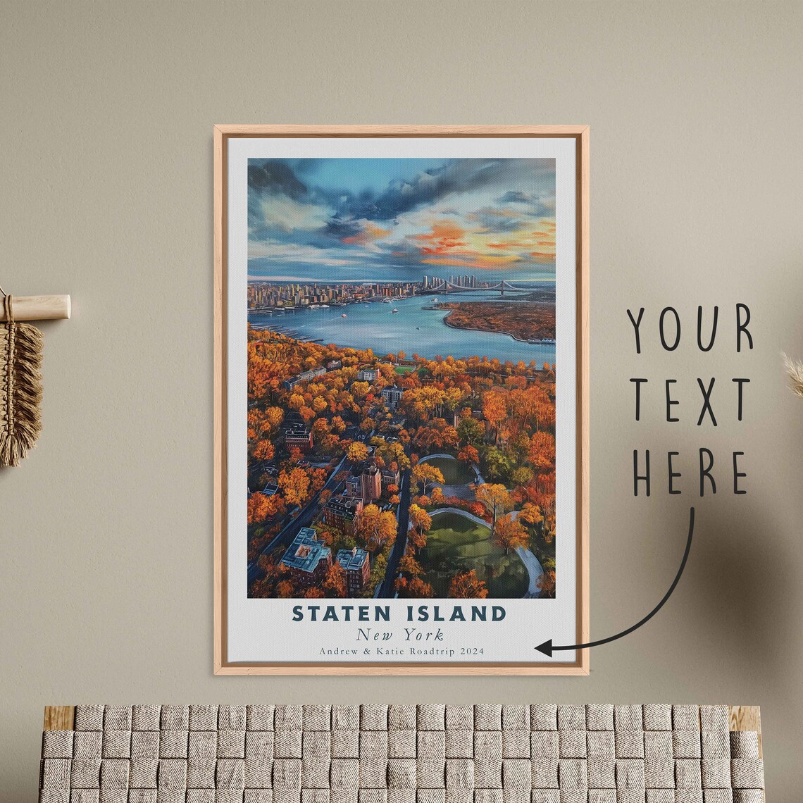 Staten Island New York Fall Foliage Harbor Skyline Sunset Poster - Image 3