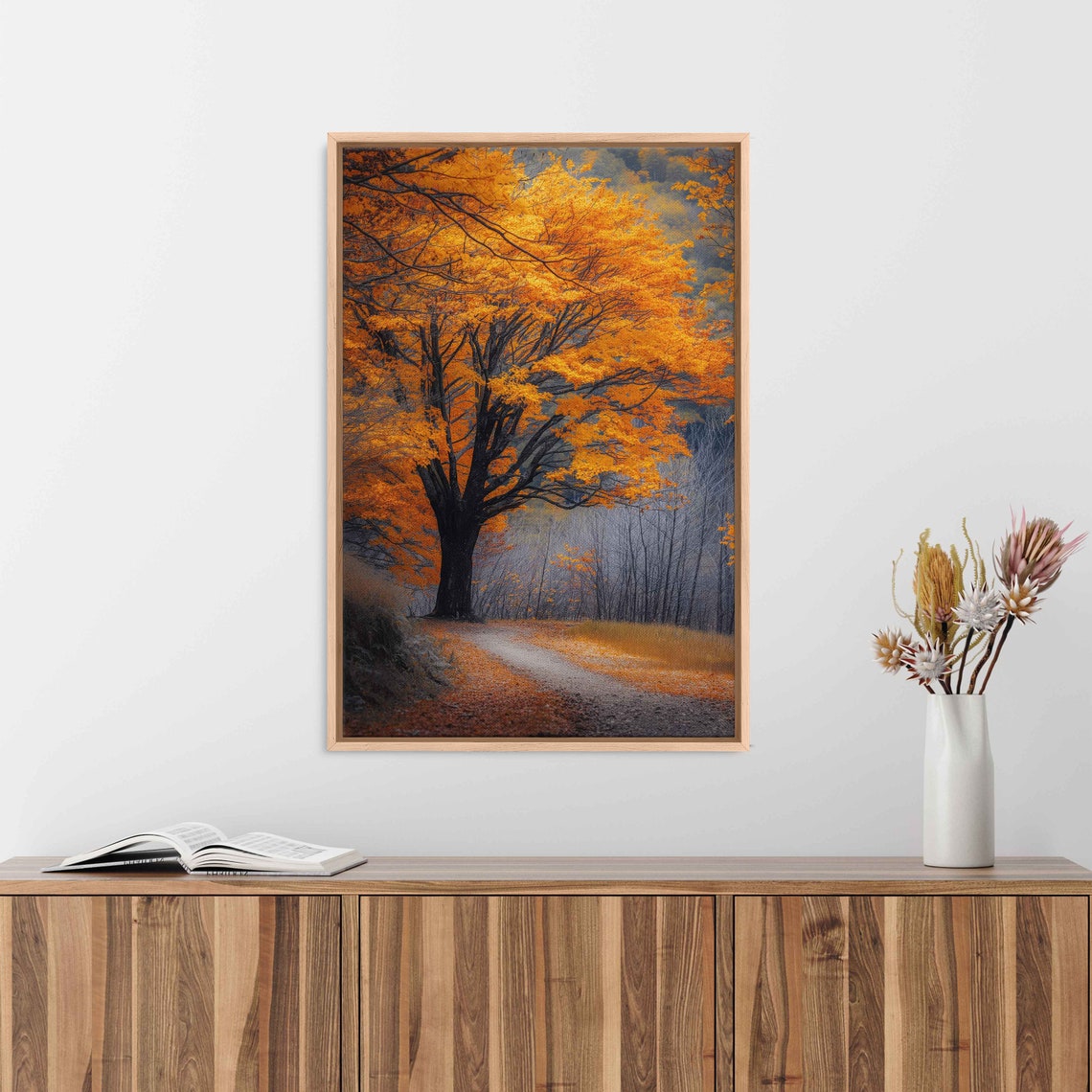 Giant Maple Tree Fall Foliage Autumn Forest Path Photo Print - Image 3