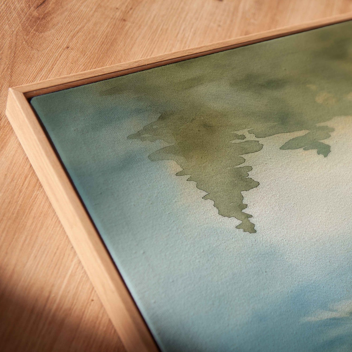 Red Maple Leaf Floating On Calm Pond With Ripples Watercolor Poster - Image 2
