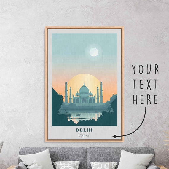 Delhi India Acrylic Painting Travel Art Framed Wall Art Framed Fine Art Poster Paper Print Travel Home Decor