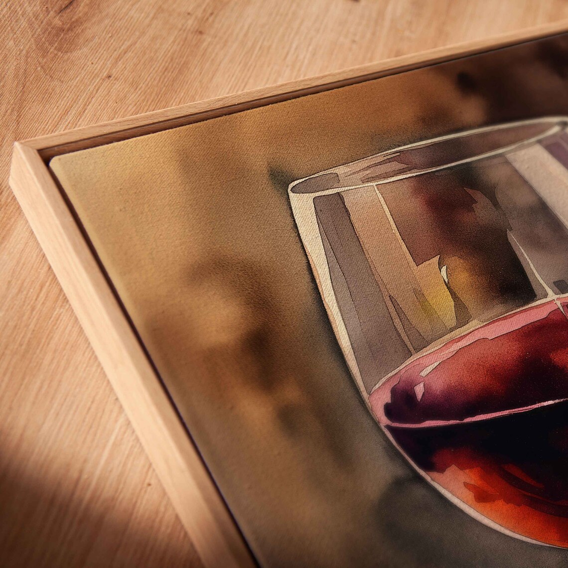 Classic Red Wine Glass Warm Amber Watercolor Style Kitchen Wall Art Poster - Image 2